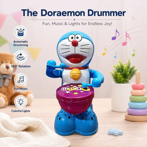 Drummer Toy for Kids with Drumming Action, Music & Lights | Battery Operated