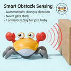 Crawling Crab Baby Toy with Music, LED Lights & Obstacle Avoidance Sensor | Interactive Walking Crab Toy for Crawling Babies | Educational Development Toy for Infants & Toddlers (3+ Months)