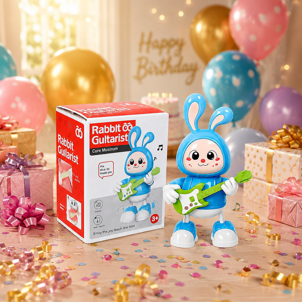 Dancing Rabbit Guitarist Toy with Music & Lights for Kids Age 3+ Years