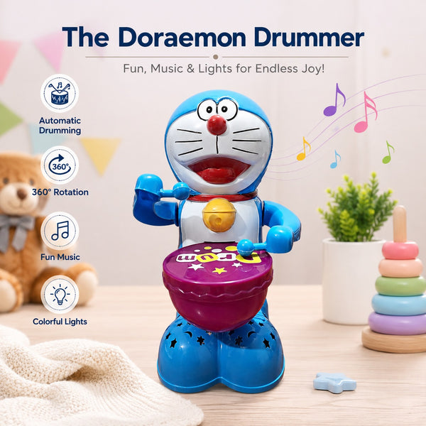 Drummer Toy for Kids with Drumming Action, Music & Lights | Battery Operated