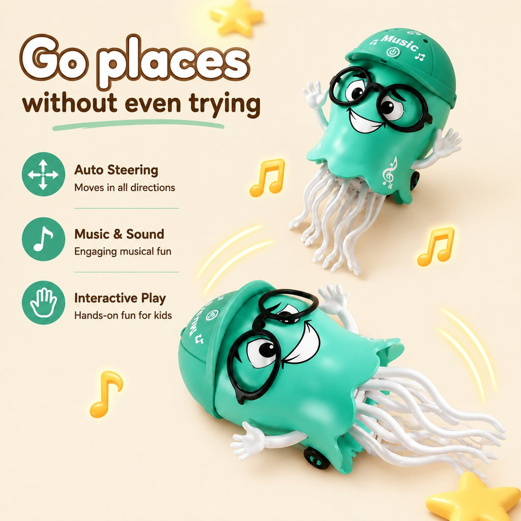 Dancing  Octopus Toy for Kids, Automatic Crawling & Moving with 360° Rotating, LED Lights & Music