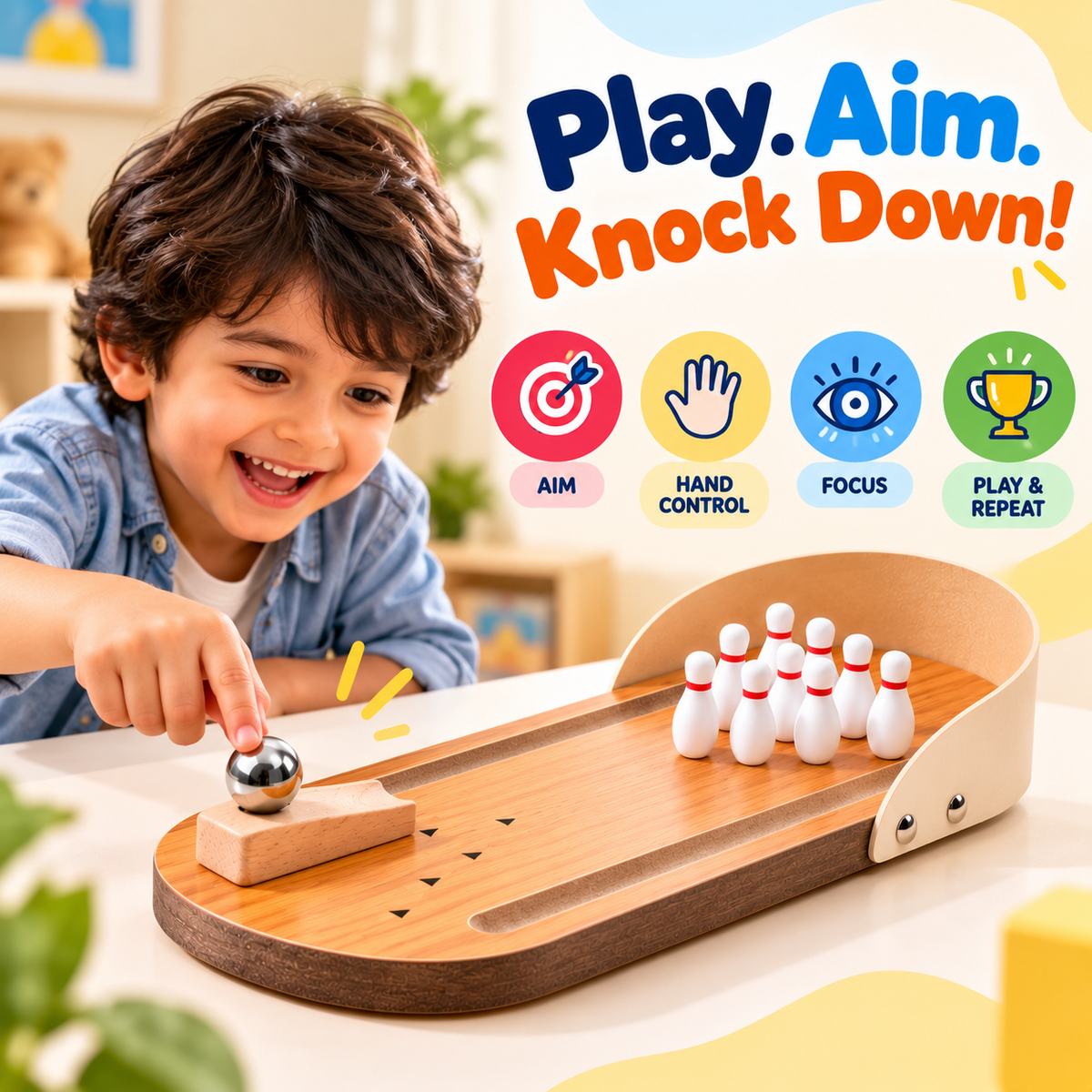 Wooden Mini Bowling Game for Kids