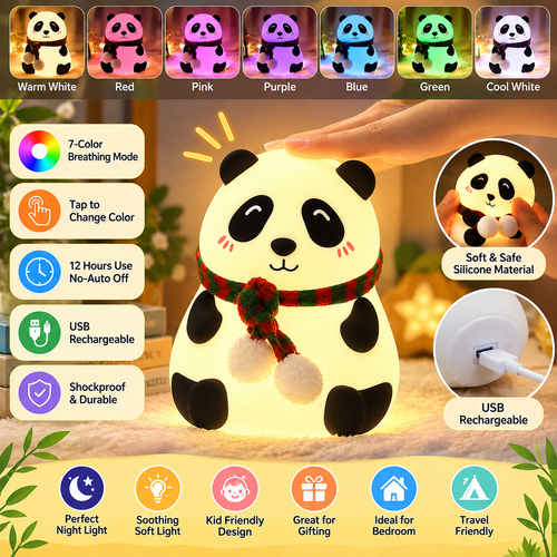 Cute Panda Silicone Night Lamp for Kids