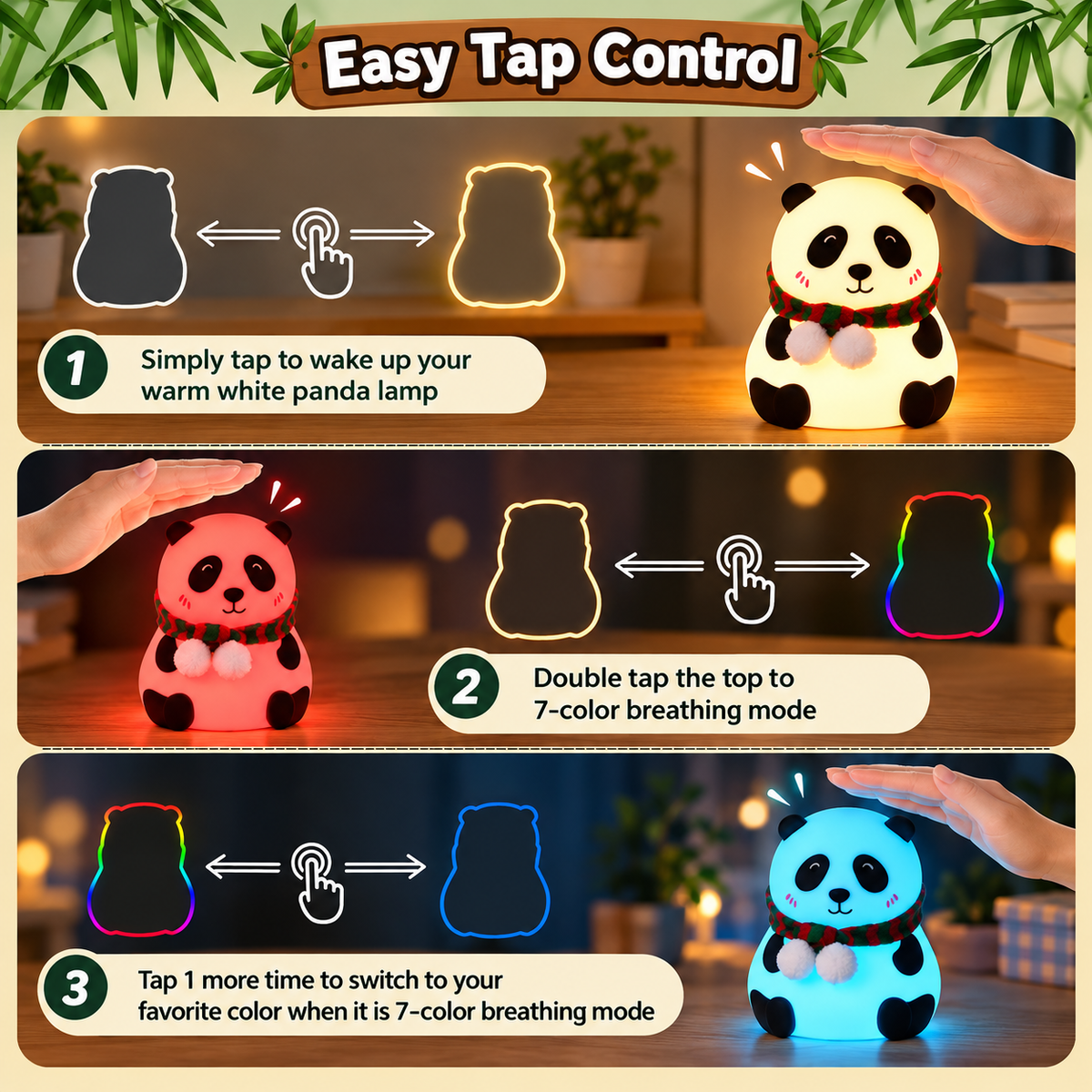 Cute Panda Silicone Night Lamp for Kids