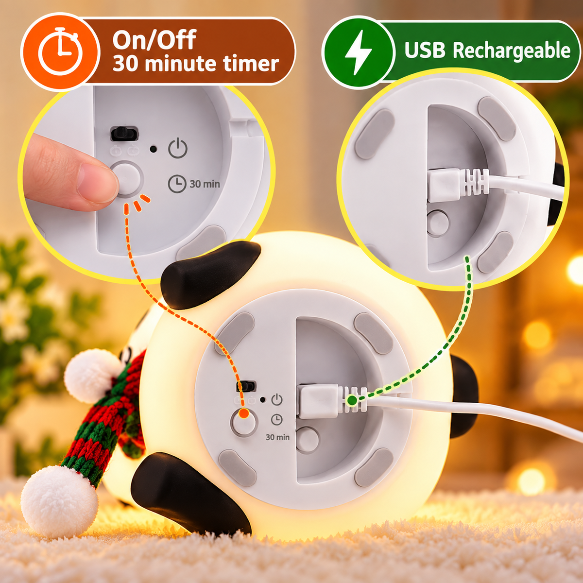 Cute Panda Silicone Night Lamp for Kids