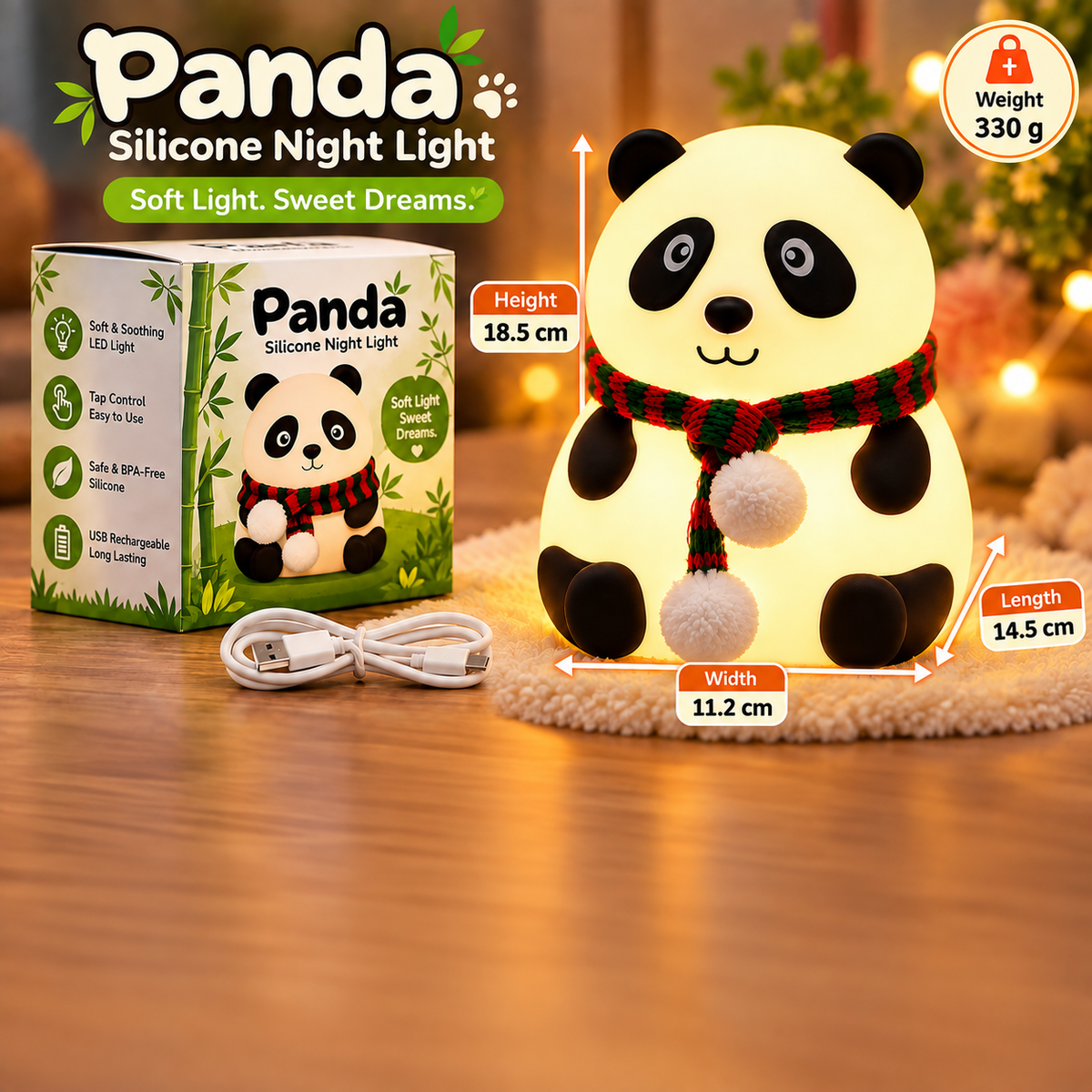 Cute Panda Silicone Night Lamp for Kids