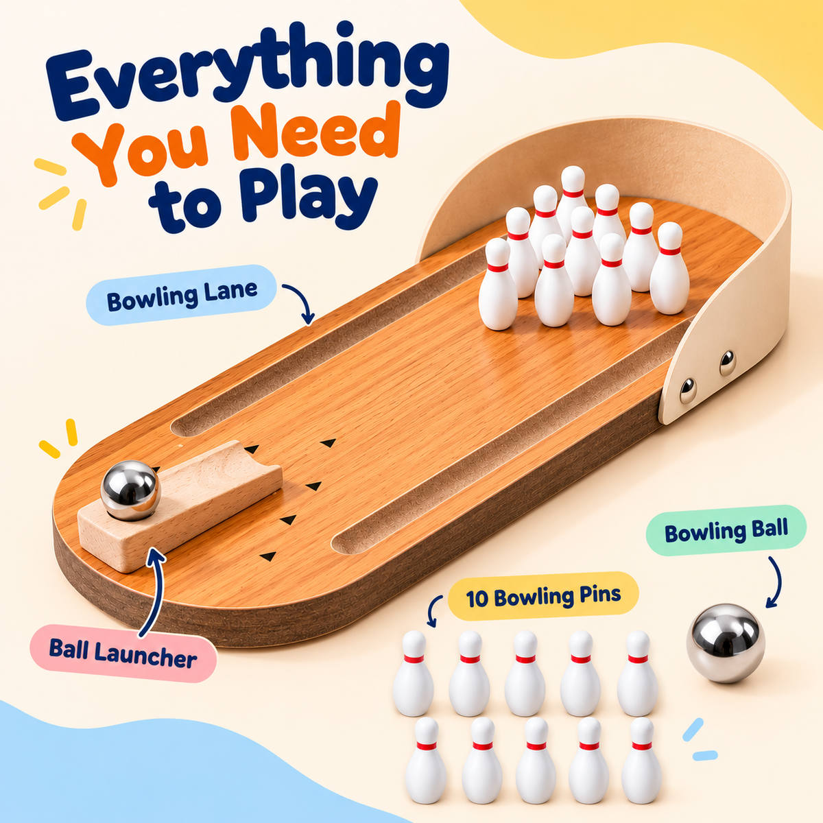 Wooden Mini Bowling Game for Kids